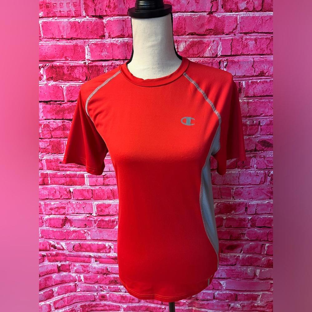 Champion Powerflex Shirt Mens L Red w/ Gray Short Sleeve Polyester/Spandex